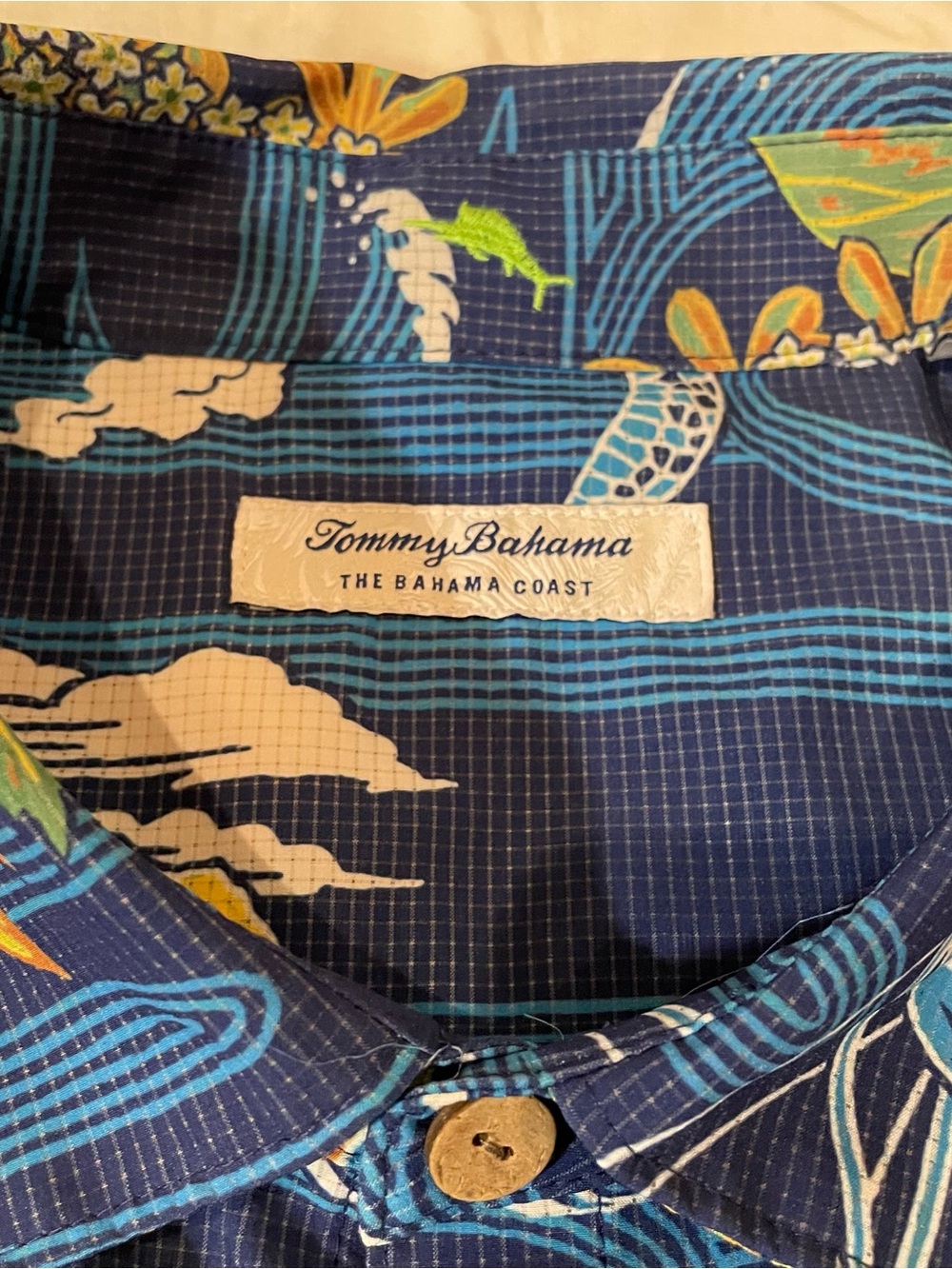 Tommy Bahama Artist Series Navy Tropical Ocean Print Button-Down Shirt - Picture 6 of 8